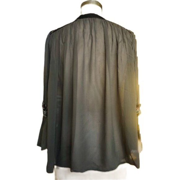 Zara olive brown velvet, embroidery and beads tunic top - Picture 4 of 13